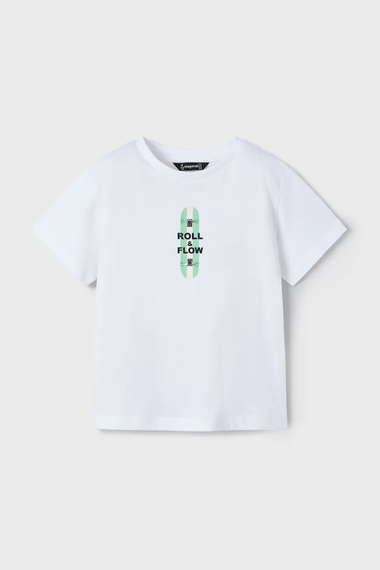 Dětské bavlněné tričko Mayoral kulatý bílá 3039.5G.Mini.PPYA