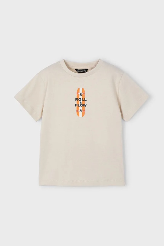 Mayoral t-shirt bawełniany dziecięcy 3039.5G.Mini.PPYA beżowy SS25