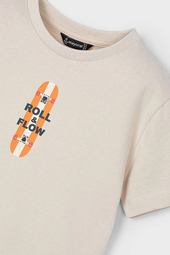 Mayoral t-shirt bawełniany dziecięcy beżowy 3039.5G.Mini.PPYA