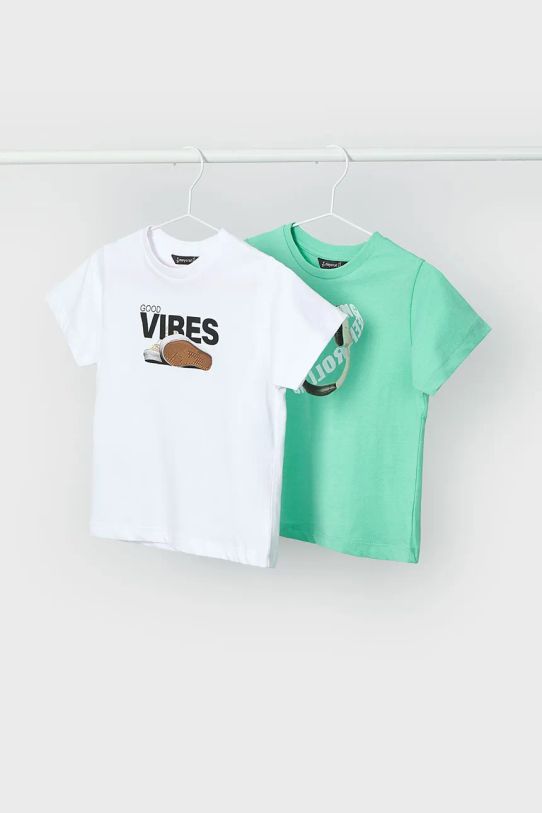 Дитяча бавовняна футболка Mayoral 2-pack бавовна зелений 3040.5G.Mini.PPYA