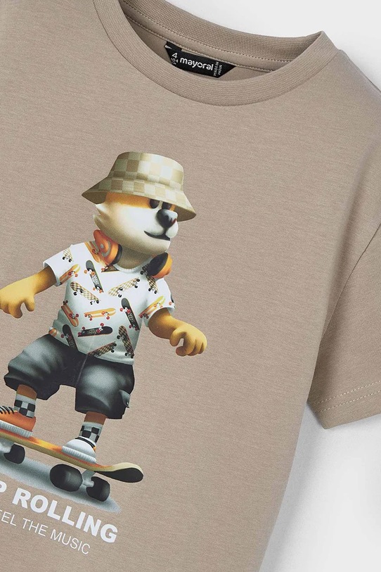 Mayoral t-shirt bawełniany dziecięcy beżowy 3041.5G.Mini.PPYA