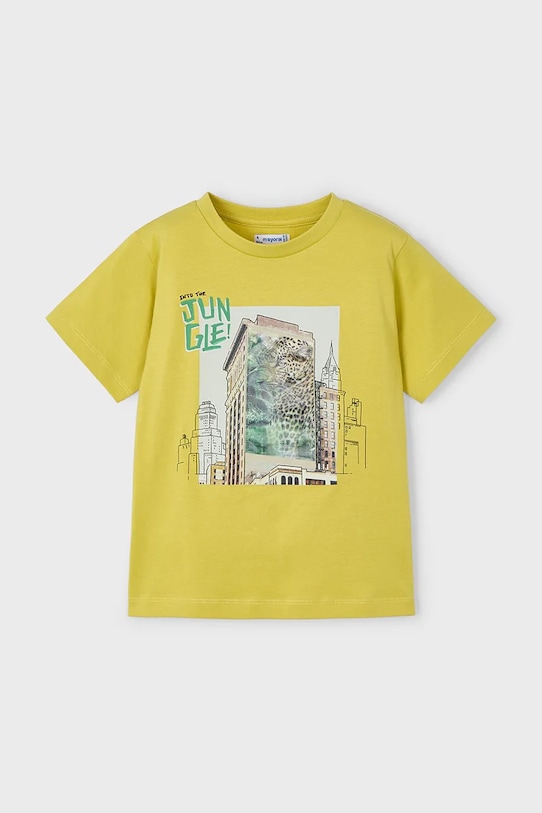 Детская хлопковая футболка Mayoral 3043.5H.Mini.PPYA жёлтый SS25