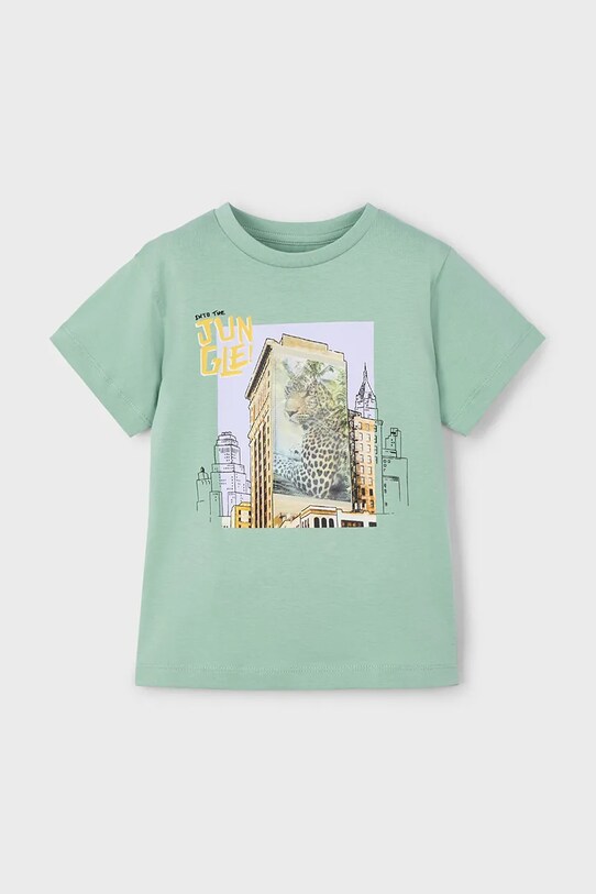 Mayoral tricou de bumbac pentru copii print verde 3043.5H.Mini.PPYA