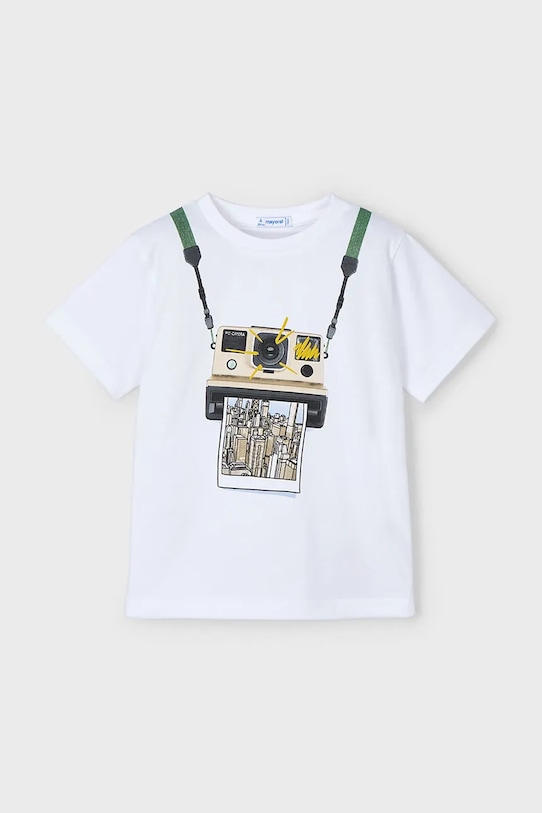 Детская хлопковая футболка Mayoral 3044.5H.Mini.PPYA белый SS25