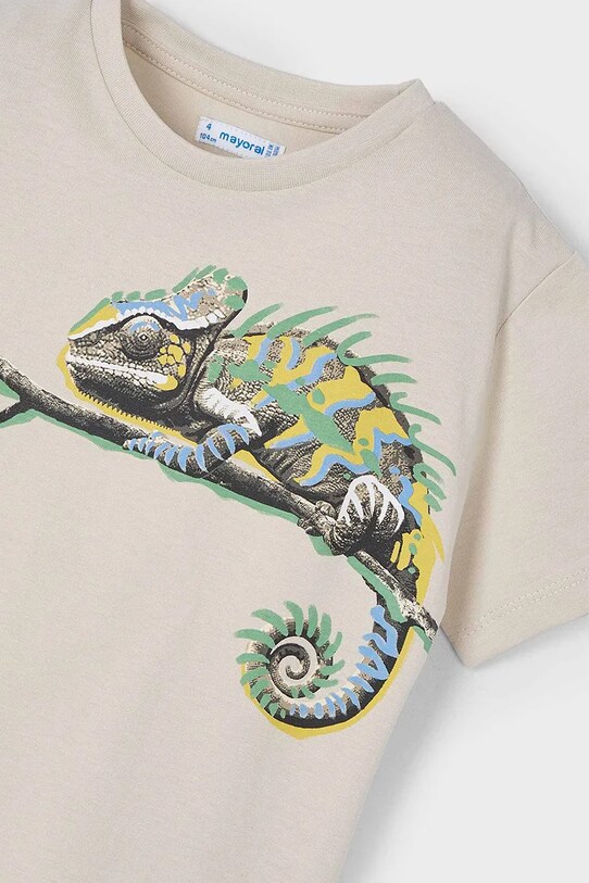Mayoral t-shirt bawełniany dziecięcy beżowy 3045.5H.Mini.PPYA