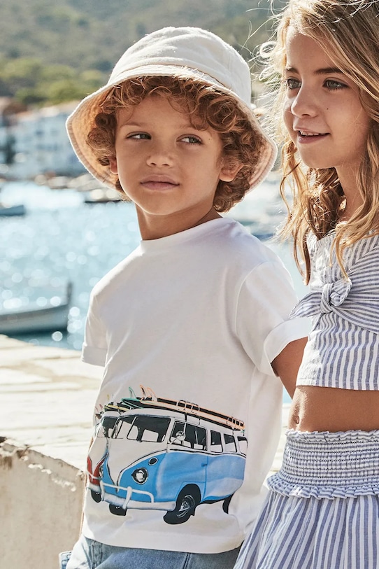 Mayoral t-shirt bawełniany dziecięcy nadruk biały 3047.5J.Mini.PPYA