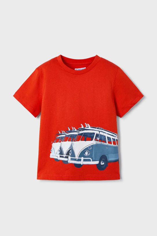 Mayoral t-shirt bawełniany dziecięcy nadruk czerwony 3047.5J.Mini.PPYA