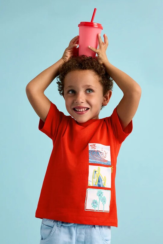 Mayoral tricou de bumbac pentru copii print rosu 3048.5J.Mini.PPYA