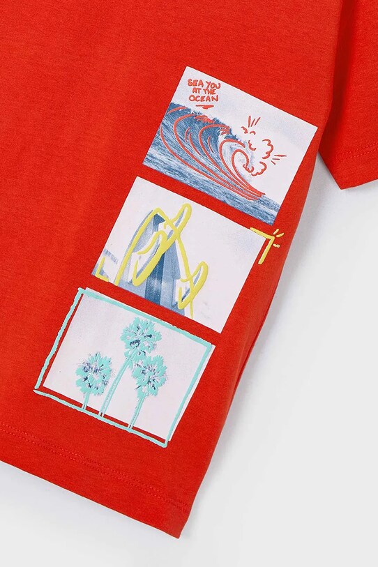 Mayoral tricou de bumbac pentru copii rosu 3048.5J.Mini.PPYA