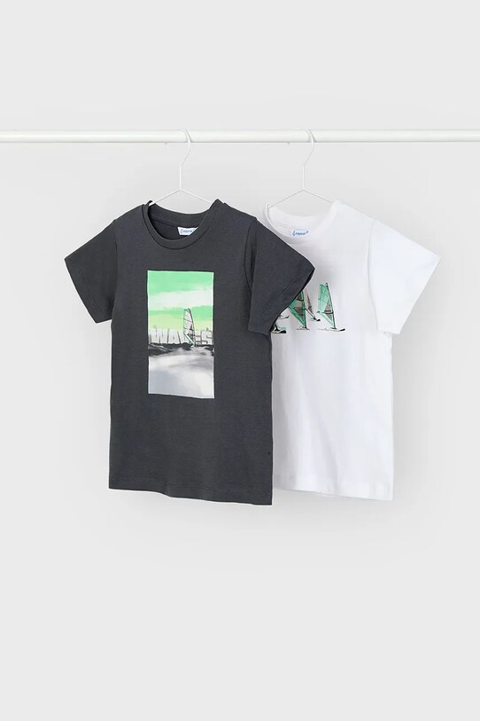 Mayoral t-shirt bawełniany dziecięcy 2-pack nadruk czarny 3049.5J.Mini.PPYA