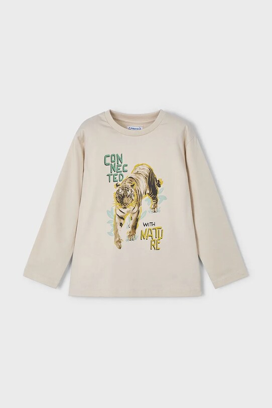 Mayoral longsleeve bawełniany dziecięcy 3052.5H.Mini.PPYA beżowy SS25