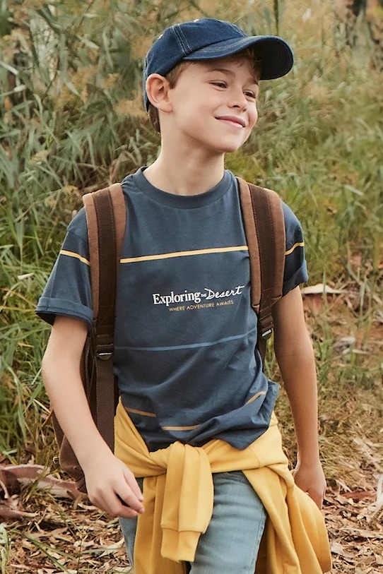 Детска памучна тениска Mayoral памук син 6008.7D.Junior.PPYA