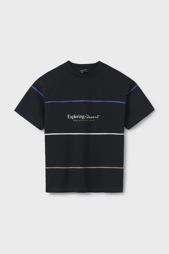 Otroška bombažna kratka majica Mayoral Okrogel črna 6008.7D.Junior.PPYA