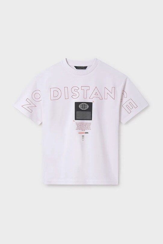 Mayoral t-shirt bawełniany dziecięcy 6011.7E.Junior.PPYA biały SS25