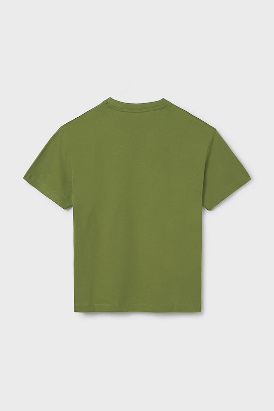 Mayoral t-shirt bawełniany dziecięcy 6013.7E.Junior.PPYA zielony SS25