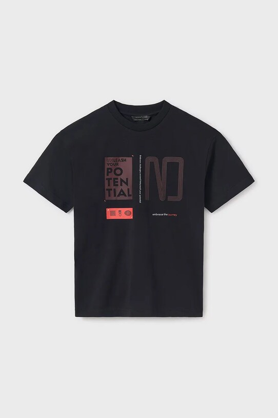 Dječja pamučna majica kratkih rukava Mayoral bez uzorka crna 6014.7E.Junior.PPYA