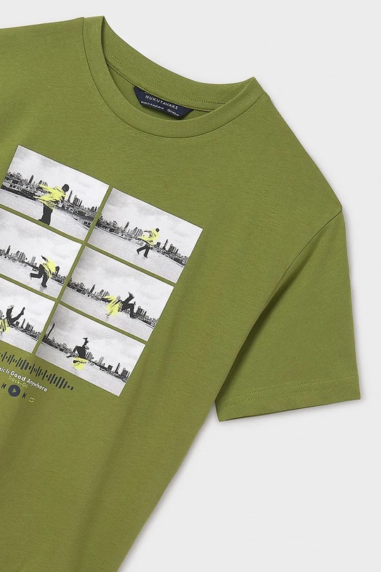 Детская хлопковая футболка Mayoral зелёный 6017.7F.Junior.PPYA