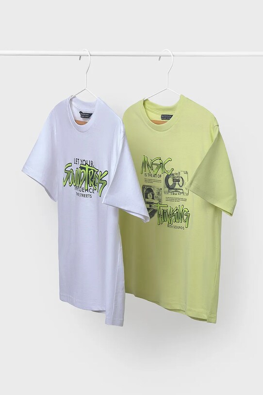 Mayoral tricou de bumbac pentru copii 2-pack print verde 6018.7F.Junior.PPYA