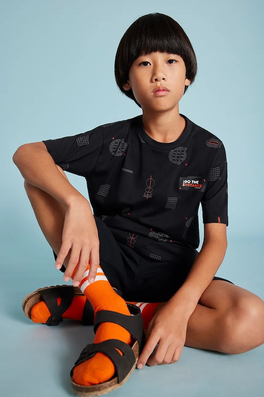 Дитяча бавовняна футболка Mayoral візерунок чорний 6019.7F.Junior.PPYA