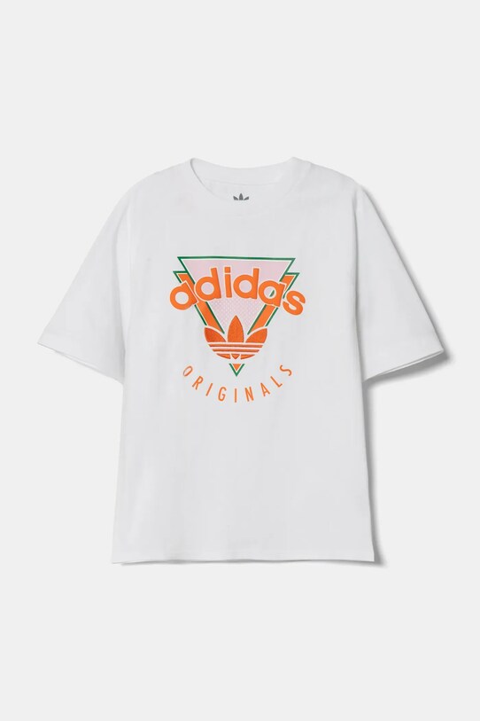 adidas Originals tricou de bumbac pentru copii JC5861 alb SS25