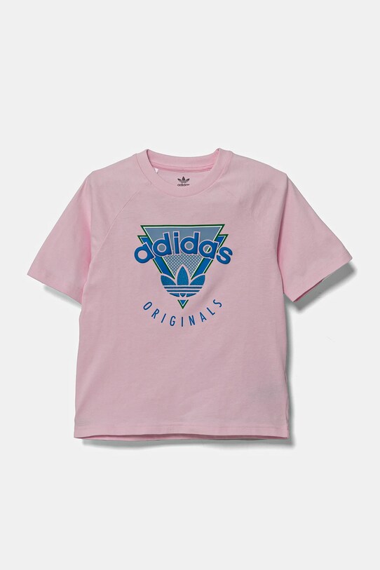 Детская хлопковая футболка adidas Originals JC5862 розовый SS25