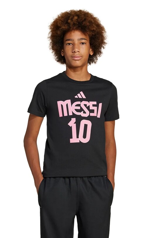 Detské bavlnené tričko adidas Performance MESSI bavlna čierna JM3553