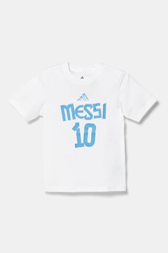 Дитяча бавовняна футболка adidas Performance MESSI JJ1416 білий SS25