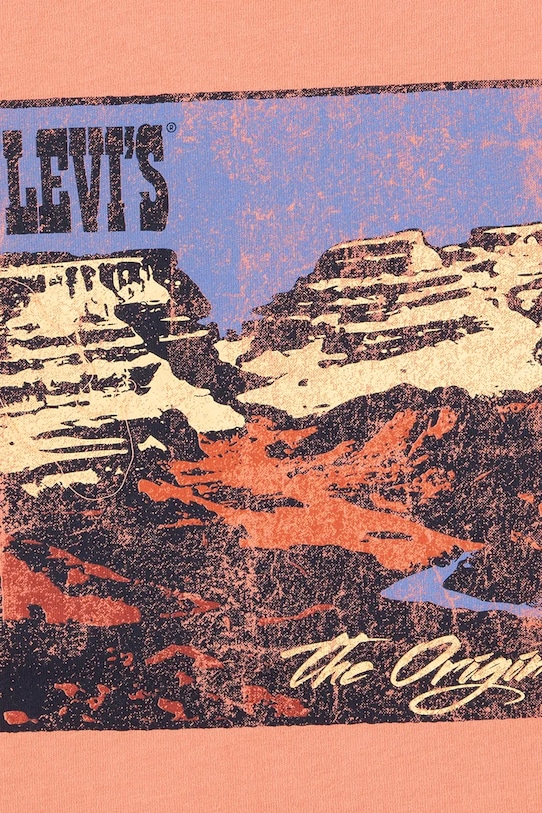 Хлопчик Дитяча футболка Levi's CANYON LANDSCAPE TEE 9EM301 помаранчевий