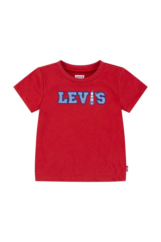 Μωρό βαμβακερό μπλουζάκι Levi's LOGO CHAMBRAY APPLIQUE TEE απλικέ κόκκινο 6EM317