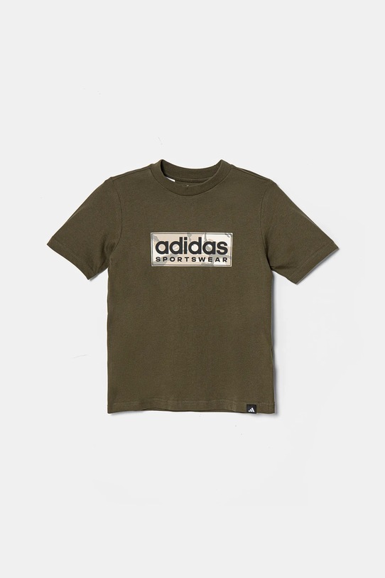 Dětské bavlněné tričko adidas JX6872 zelená SS25