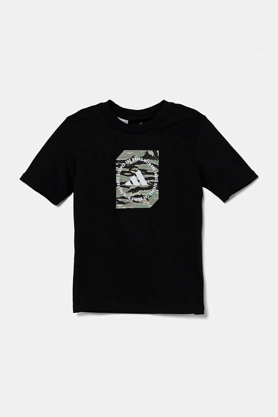 adidas t-shirt bawełniany dziecięcy JM8234 czarny SS25