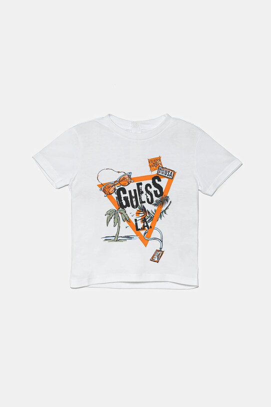 Guess tricou din bumbac pentru bebeluși print alb I5GI00.K8HM4.PPYA