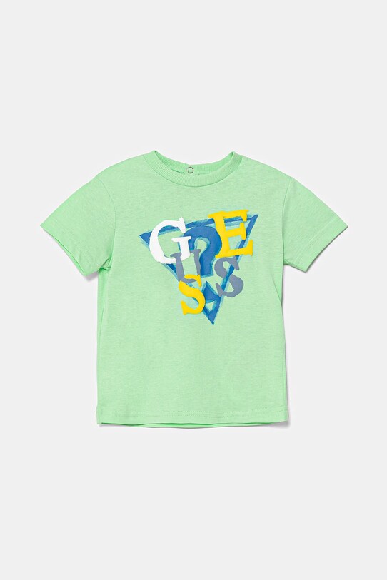 Guess t-shirt bawełniany niemowlęcy nadruk zielony I5GI01.K8HM4.PPYA