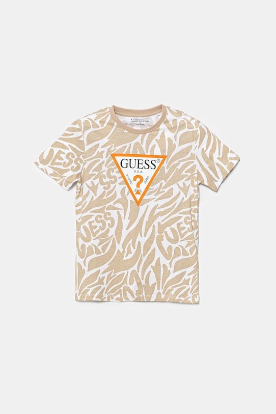 Παιδικό βαμβακερό μπλουζάκι Guess βαμβάκι μπεζ L5GI03.K8HM4.PPYA