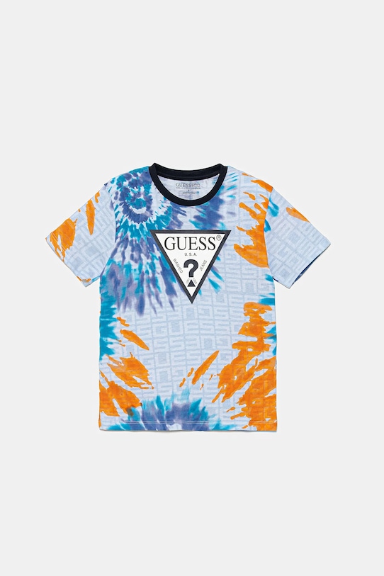 Guess t-shirt bawełniany dziecięcy nadruk niebieski L5GI03.K8HM4.PPYA