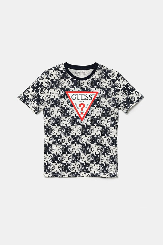 Дитяча бавовняна футболка Guess візерунок темно-синій L5GI03.K8HM4.PPYA