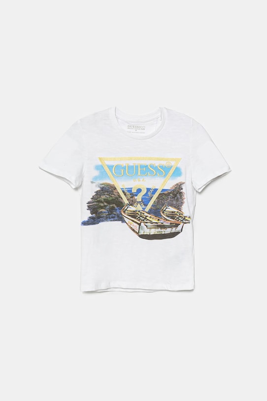 Guess tricou de bumbac pentru copii imprimeu alb L5GI07.K6XN4.PPYA