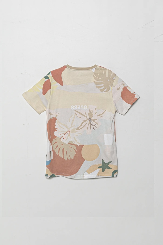 Παιδικό βαμβακερό μπλουζάκι Guess L5GI15.K8HM4.PPYA μπεζ SS25