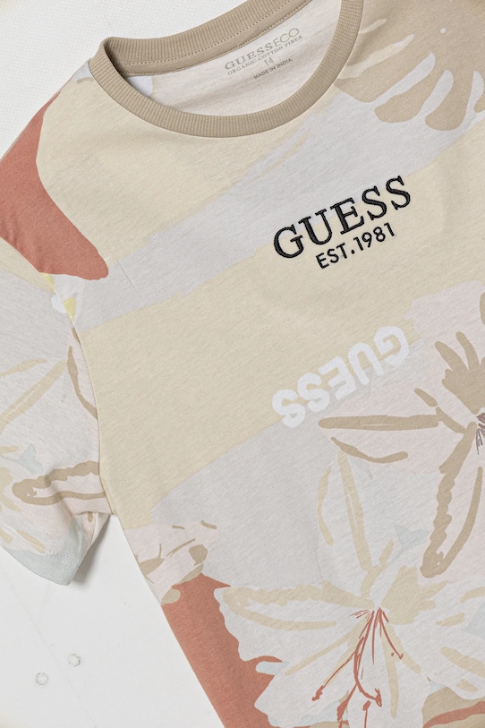 Αγορίστικα Παιδικό βαμβακερό μπλουζάκι Guess L5GI15.K8HM4.PPYA μπεζ