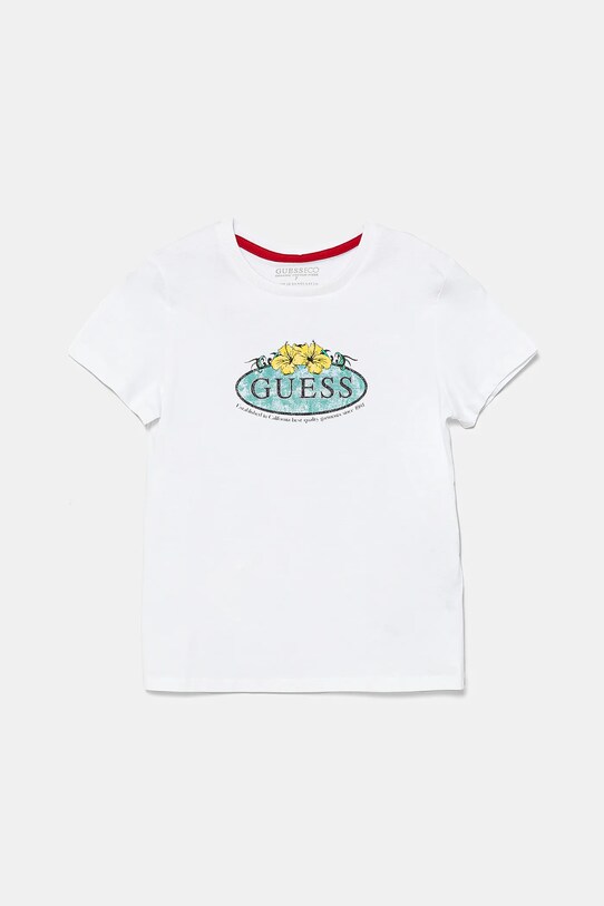 Guess tricou de bumbac pentru copii print alb L5GI19.K8HM4.PPYA