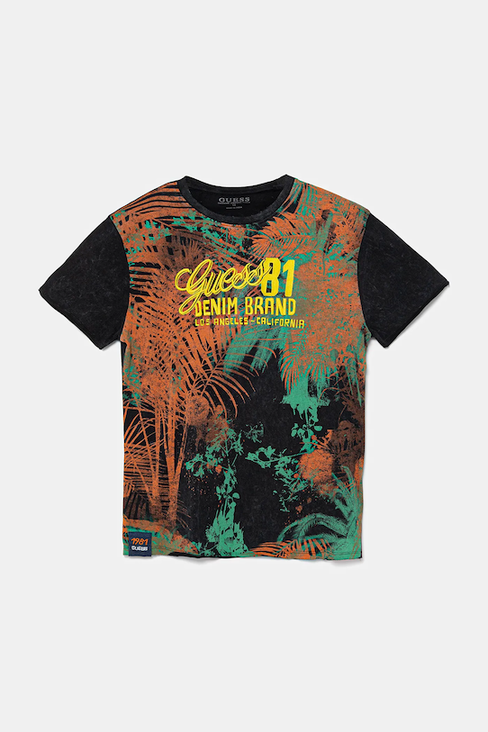 Dětské bavlněné tričko Guess nášivka černá L5GI24.K8HM4.PPYA