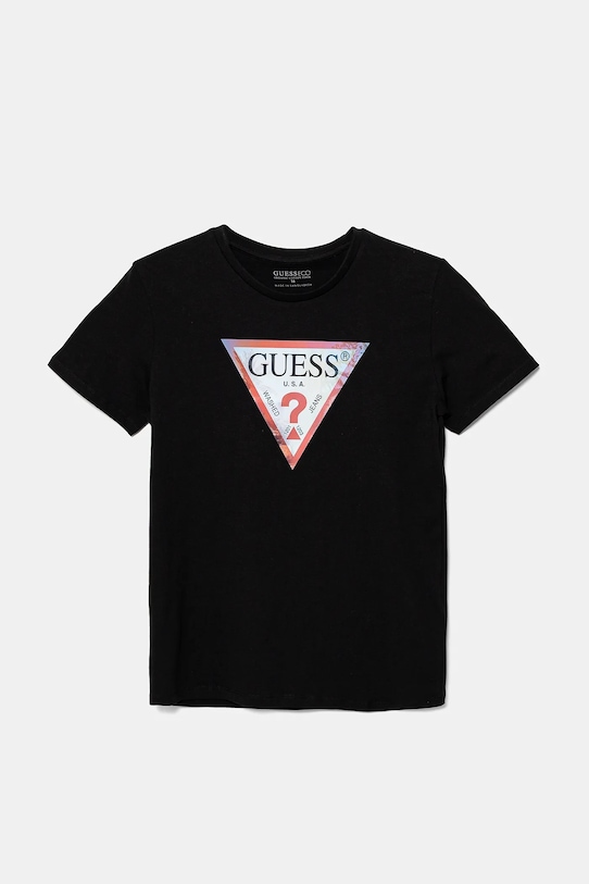 Guess tricou de bumbac pentru copii print negru L5GI26.K8HM4.PPYA
