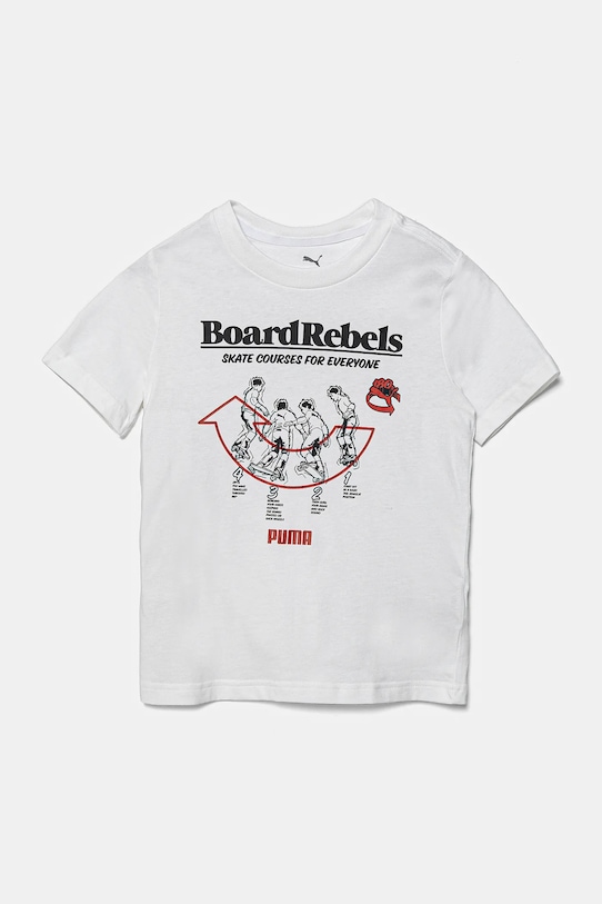 Puma tricou de bumbac pentru copii MID90S Graphic Tee I print alb 685144