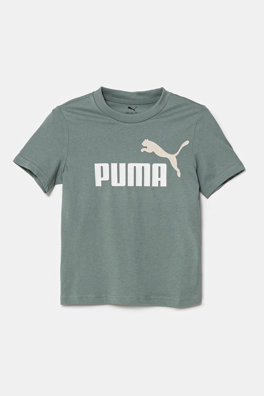 Дитяча бавовняна футболка Puma ESS 2 COLOR No.1 Logo Tee бавовна зелений 685778