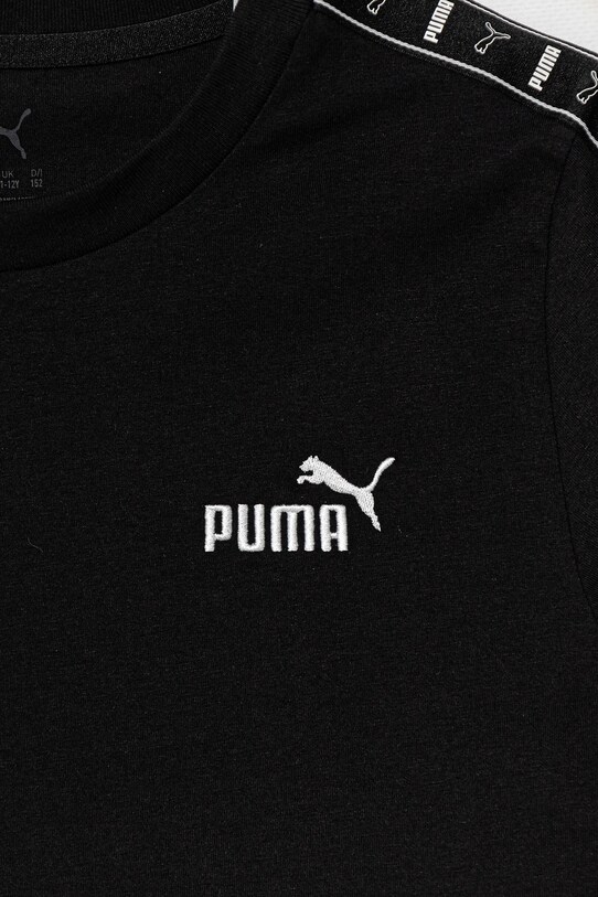 Хлопчик Дитяча бавовняна футболка Puma ESS TAPE Tee 685780 чорний