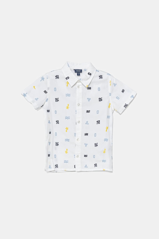 Dětská bavlněná košile Guess krátký bílá N5GH01.WBHQ1.PPYA