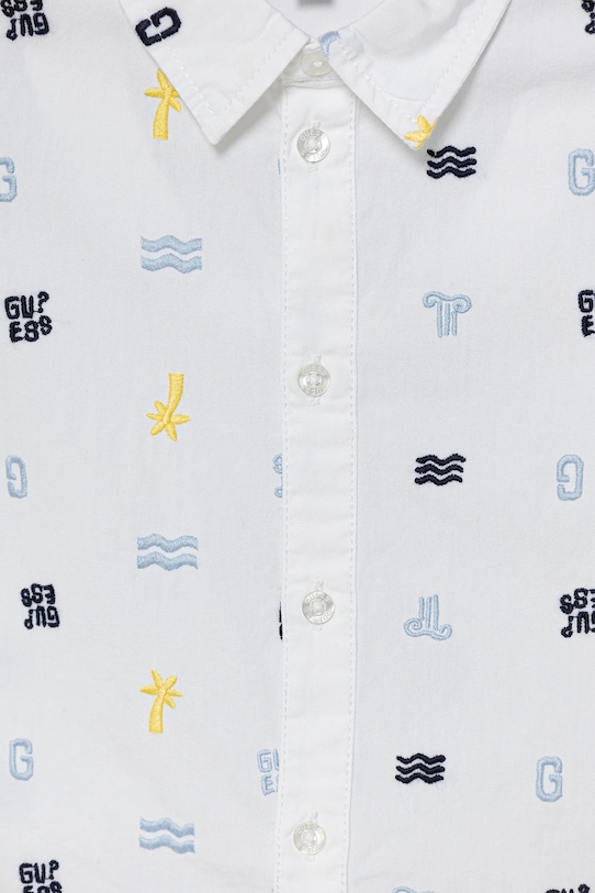 CHLAPEC Dětská bavlněná košile Guess N5GH01.WBHQ1.PPYA bílá