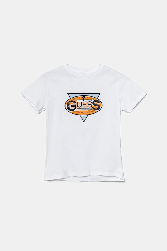 Guess t-shirt bawełniany dziecięcy nadruk biały N5GI01.K8HM4.PPYA