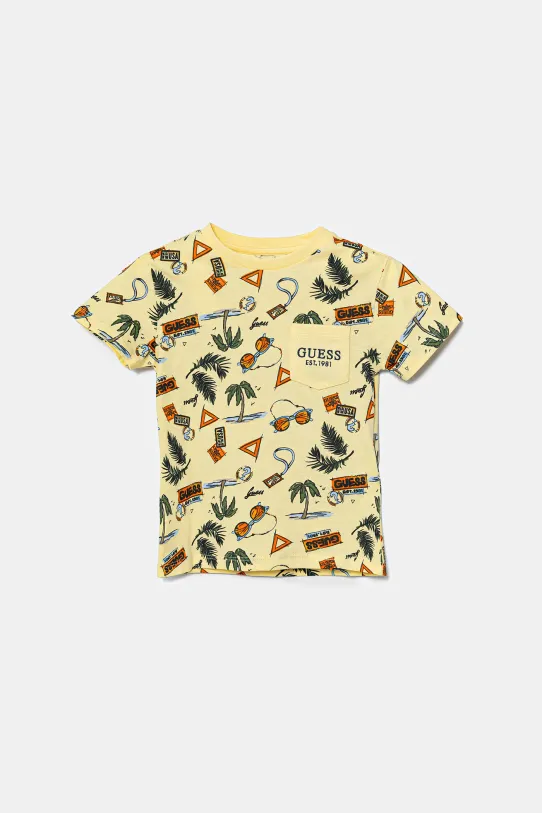 Guess tricou de bumbac pentru copii cu modele galben N5GI02.K8HM4.PPYA