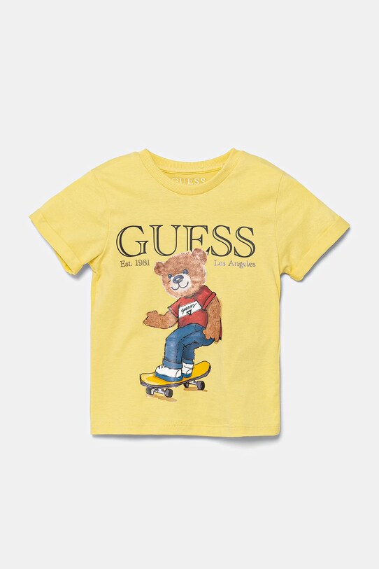 Dětské bavlněné tričko Guess kulatý žlutá N5GI04.K8HM4.PPYA